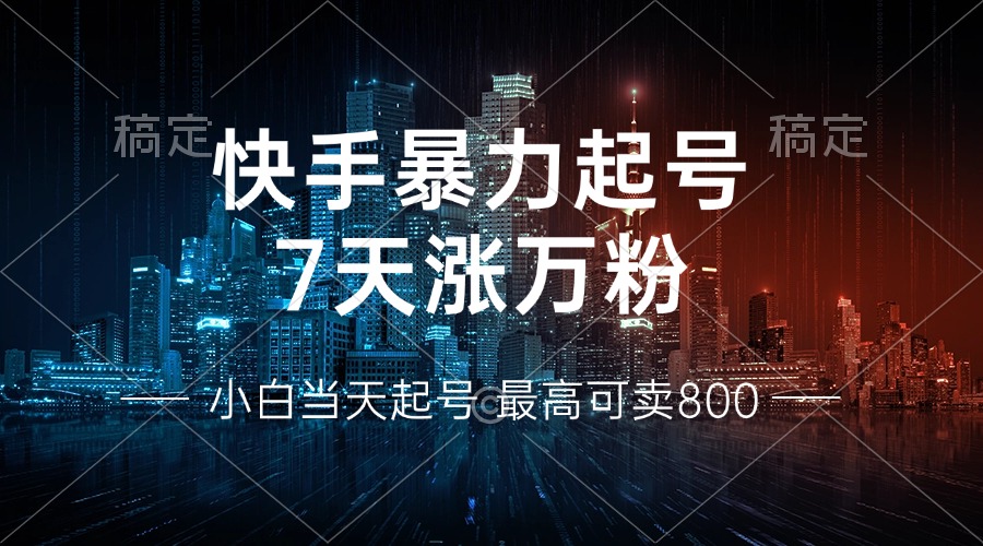 快手暴力起号,7天涨万粉,小白当天起号 多种变现方式,账号回收,单月...-易创云