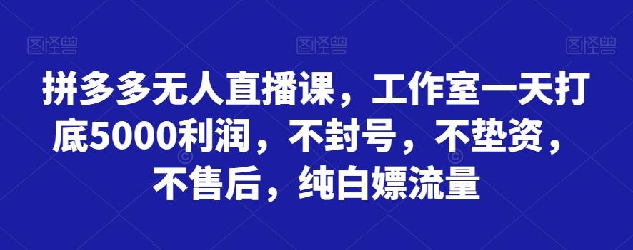 拼多多无人直播课，工作室一天打底5000利润，不封号，不垫资，不售后，纯白嫖流量-易创云