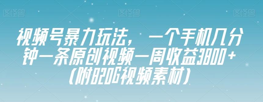 视频号暴力玩法,一个手机几分钟一条原创视频一周收益3800+(附820G视频素材)-易创云