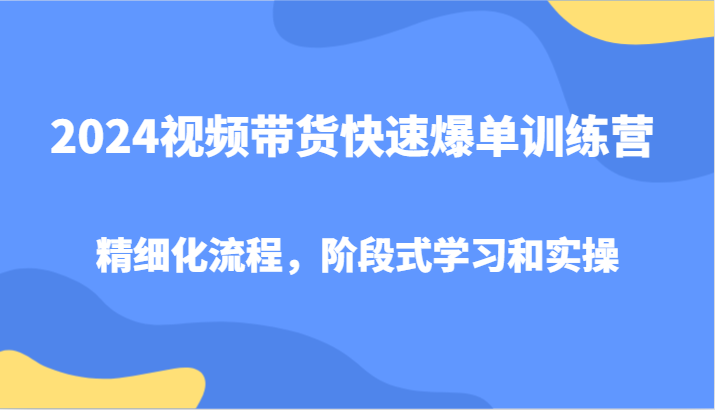 2024视频带货快速爆单训练营,精细化流程,阶段式学习和实操-易创云