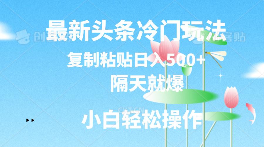 最新头条冷门玩法,隔天就爆,复制粘贴日入500+-易创云