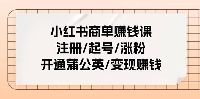 小红书商单赚钱课:注册/起号/涨粉/开通蒲公英/变现赚钱(25节课)-易创云