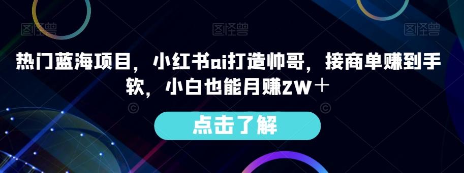 热门蓝海项目，小红书ai打造帅哥，接商单赚到手软，小白也能月赚2W＋-易创云