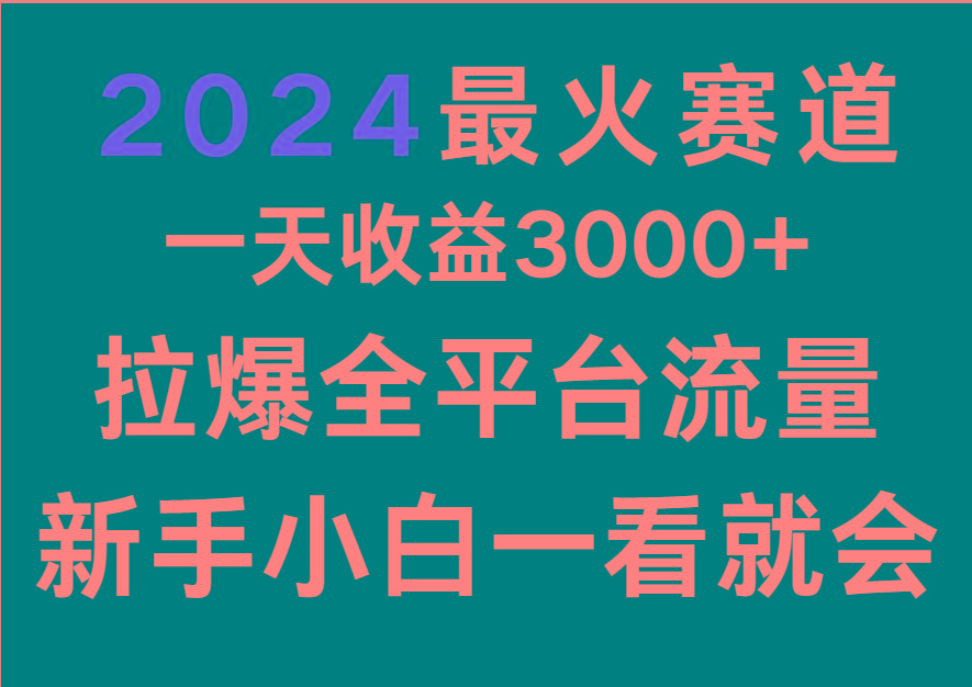 2024最火赛道，一天收一3000+.拉爆全平台流量，新手小白一看就会-易创云