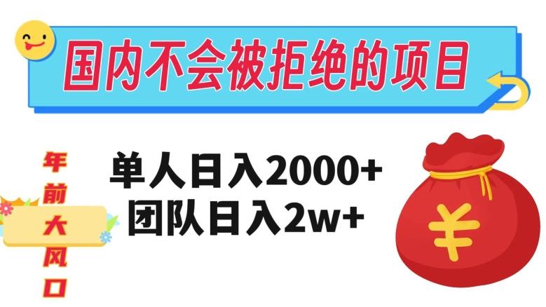 在国内不怕被拒绝的项目,单人日入2000,团队日入20000+【揭秘】-易创云