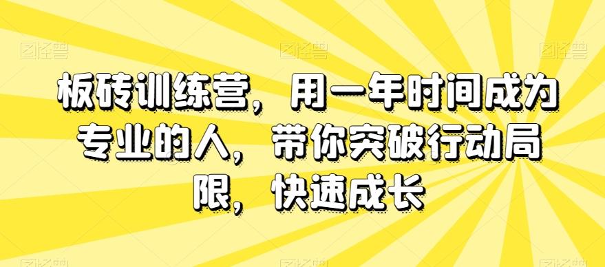 板砖训练营,用一年时间成为专业的人,带你突破行动局限,快速成长-易创云
