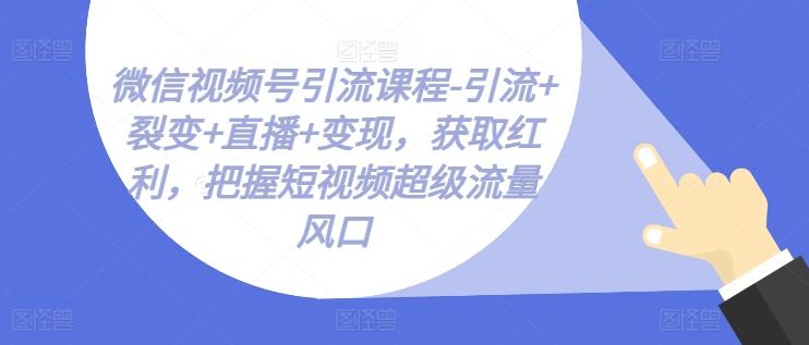 微信视频号引流课程-引流+裂变+直播+变现，获取红利，把握短视频超级流量风口-易创云