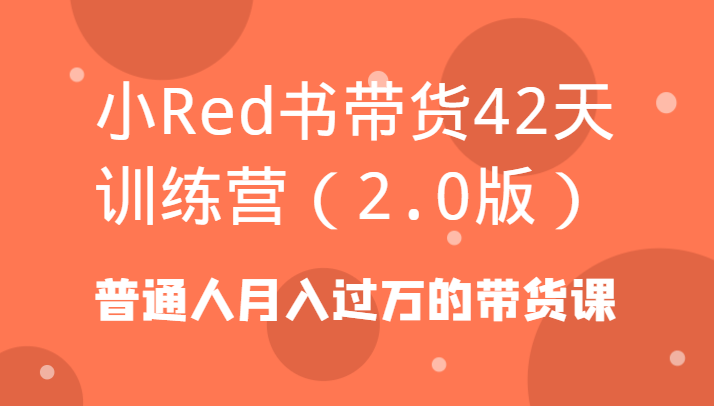 小Red书带货42天训练营(2.0版)普通人月入过万的带货课-易创云