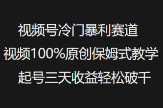视频号冷门暴利赛道视频100%原创保姆式教学起号三天收益轻松破千-易创云