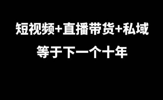 短视频+直播带货+私域等于下一个十年，大佬7年实战经验总结-易创云