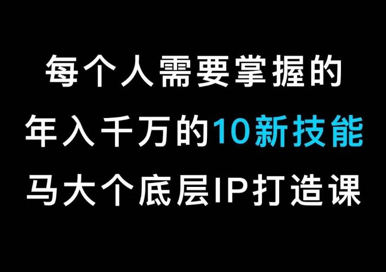 马大个的IP底层逻辑课，​每个人需要掌握的年入千万的10新技能，约会底层IP打造方法！-易创云