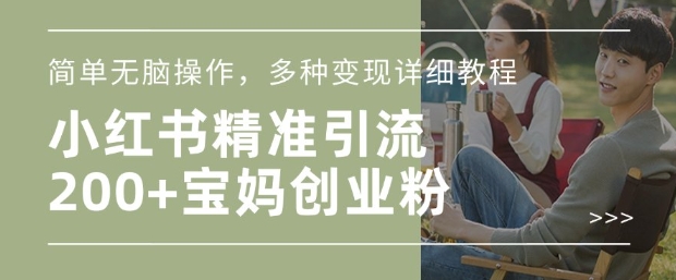 小红书混剪日引200+宝妈创业粉,简单无脑操作,多种变现详细教程-易创云