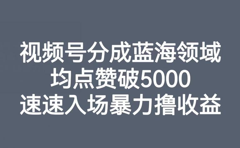 视频号分成蓝海领域，均点赞破5000，速速入场暴力撸收益-易创云