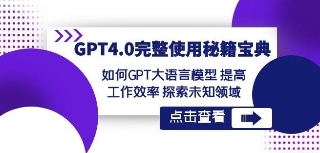 GPT4.0完整使用-秘籍宝典：如何GPT大语言模型提高工作效率探索未知领域-易创云
