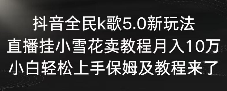 抖音全民k歌5.0新玩法,直播挂小雪花卖教程月入10万,小白轻松上手,保姆及教程来了【揭秘】-易创云