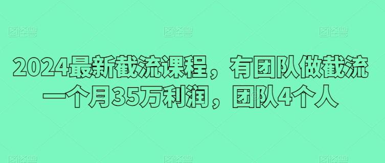 2024最新截流课程，有团队做截流一个月35万利润，团队4个人-易创云