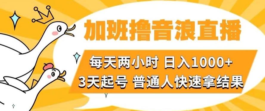 加班撸音浪直播，每天两小时，日入1000+，直播话术才3句，3天起号，普通人快速拿结果【揭秘】-易创云