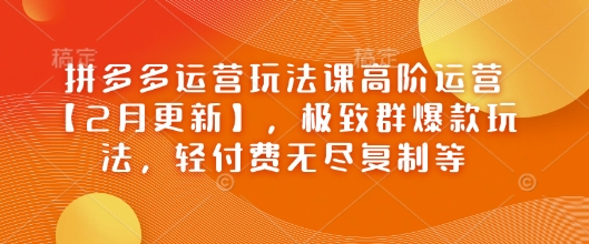 拼多多运营玩法课高阶运营【2月更新】，极致群爆款玩法，轻付费无尽复制等-易创云