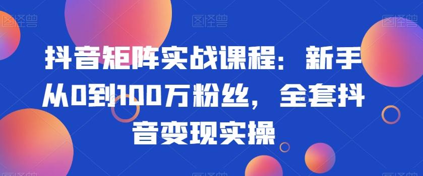 抖音矩阵实战课程:新手从0到100万粉丝,全套抖音变现实操-易创云