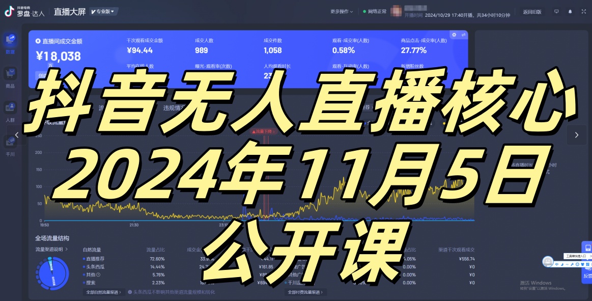 抖音无人直播核心公开课，咸鱼翻身小白可做带有睡后收入月入过万太简单【揭秘】-易创云