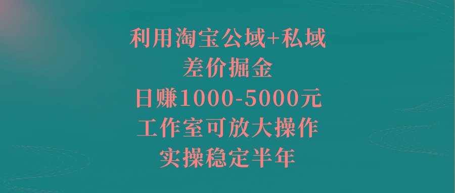 利用淘宝公域+私域差价掘金，日赚1000-5000元，工作室可放大操作，实操...-易创云