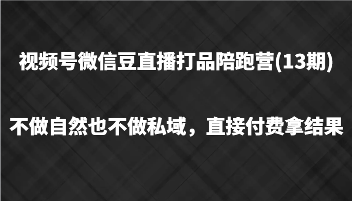 视频号微信豆直播打品陪跑(13期),不做不自然流不做私域,直接付费拿结果-易创云