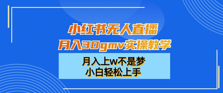 小红书无人直播月入30gmv实操教学，月入上w不是梦，小白轻松上手【揭秘】-易创云
