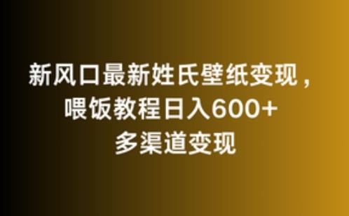 新风口最新姓氏壁纸变现,喂饭教程日入600+【揭秘】-易创云