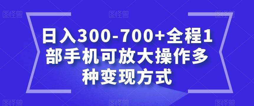 日入300-700+全程1部手机可放大操作多种变现方式【揭秘】-易创云