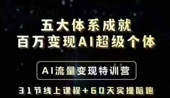 五大体系成就百万变现AI超级个体- AI流量变现特训营，一步一步教你一个人怎么年入百W-易创云