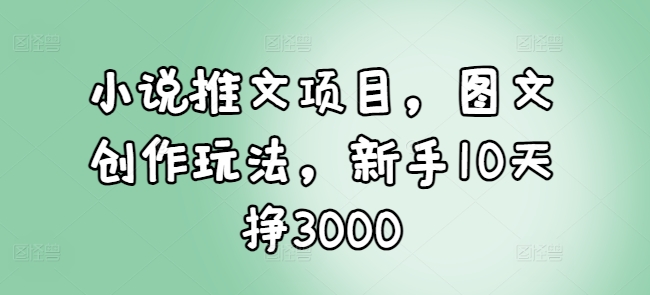 小说推文项目,图文创作玩法,新手10天挣3000-易创云