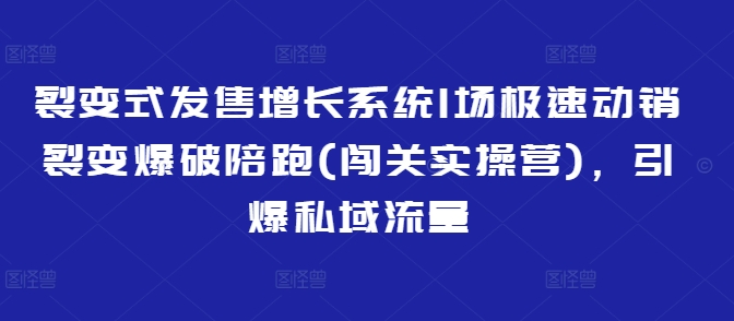 裂变式发售增长系统1场极速动销裂变爆破陪跑(闯关实操营)，引爆私域流量-易创云