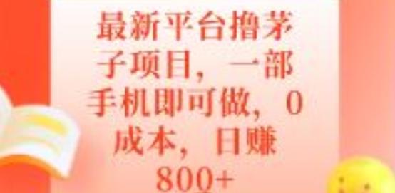 最新平台撸茅子项目，一部手机即可做，0成本，日赚800+-易创云