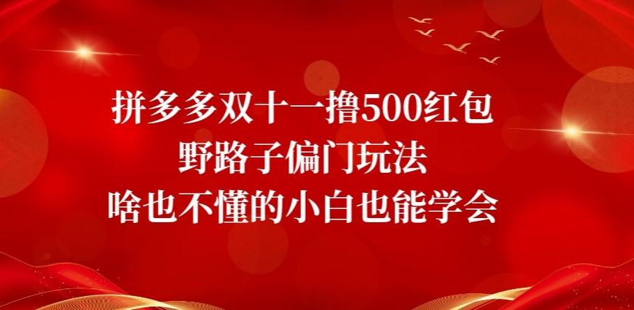 拼多多双十一撸500红包野路子偏门玩法,啥也不懂的小白也能学会【揭秘】-易创云